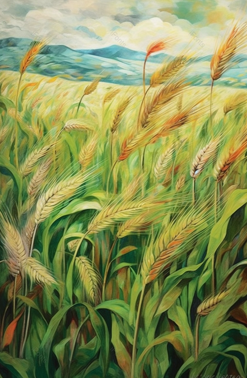 绿色麦田特写农作物插画,插画/手绘图,插画/手绘图库,插画/手绘图下载,插画/手绘